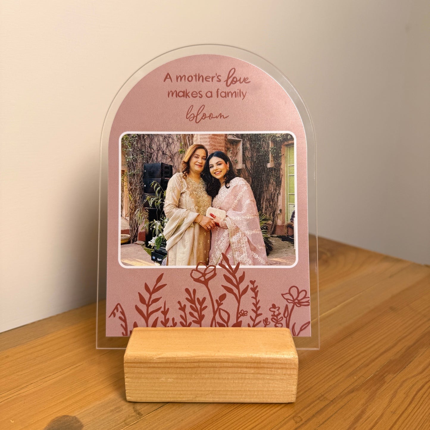 Mom Acrylic Plaque with Wooden Holder