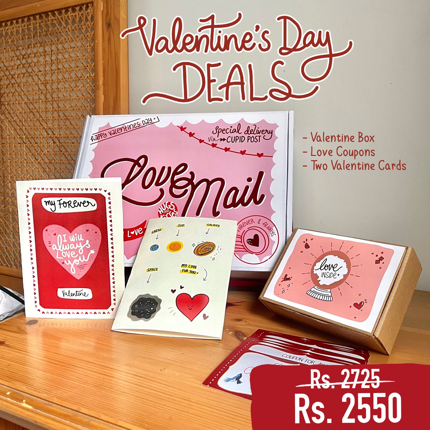 Deal 8 (Box, Love Coupons, Two Valentine Cards)