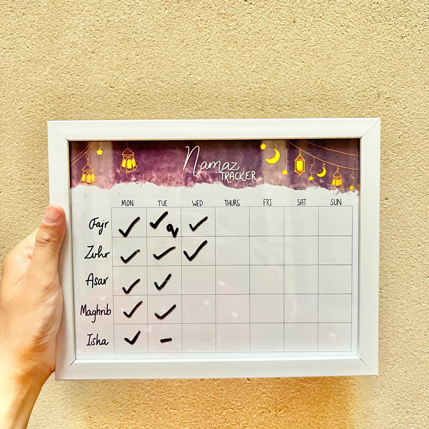 Namaz Tracker with Erasable Marker