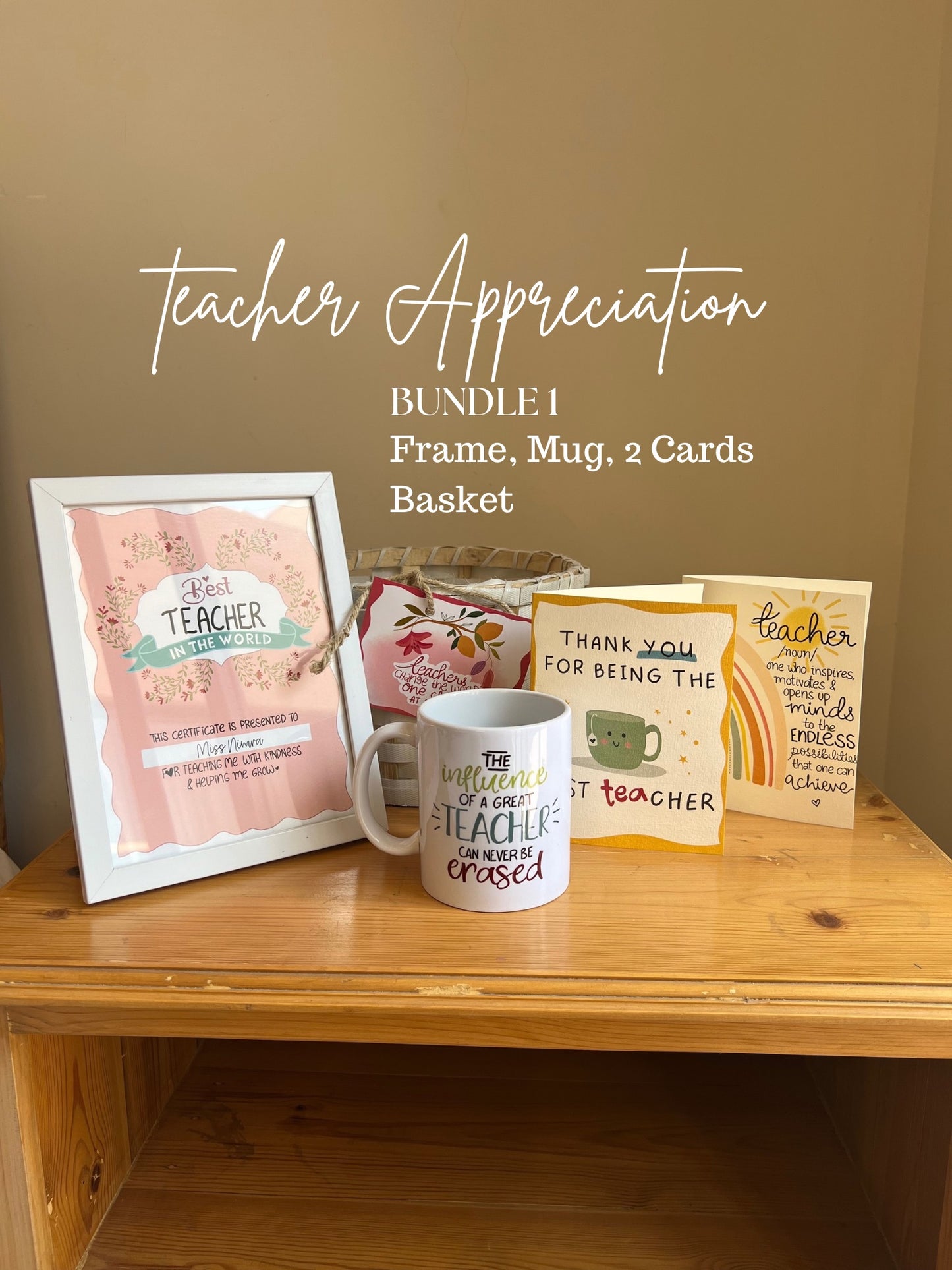 Teacher's Deluxe Basket: Frame + Mug + 2 Cards