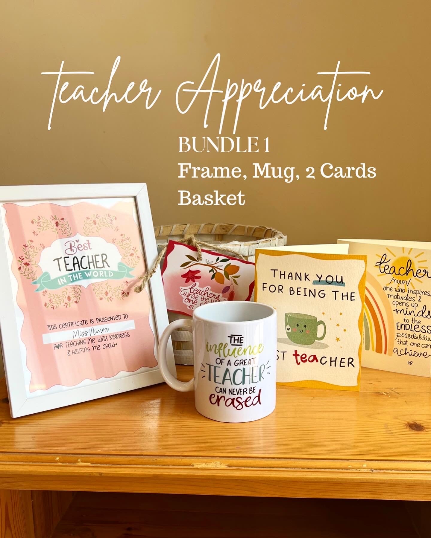 Teacher's Deluxe Basket: Frame + Mug + 2 Cards