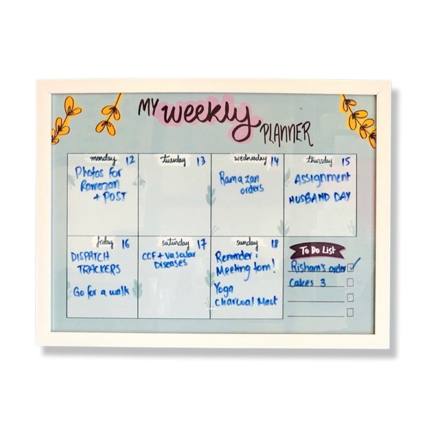 Rewritable Weekly Planner Frame